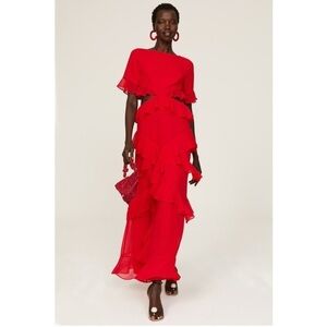 Fame & Partners Marse Ruffle Cutout Formal Maxi Dress